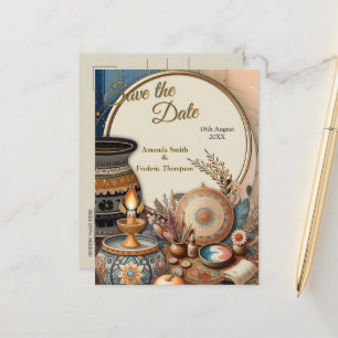 Bohemischer Mix aus aquamarinem Magenta, lila auf  Ankündigungspostkarte