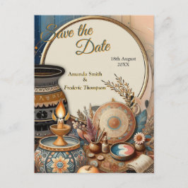 Bohemischer Mix aus aquamarinem Magenta, lila auf  Ankündigungspostkarte