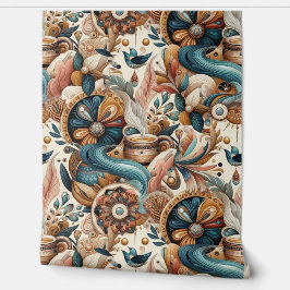 Bohemischer Mix aus aquamarinem Magenta, lila auf  Tapete