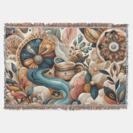 Bohemischer Mix aus aquamarinen, magentafarbenen,  Decke