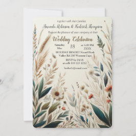 Bohemischer Mix aus aquamarinen, magentafarbenen,  Einladung