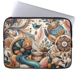 Bohemischer Mix aus aquamarinen, magentafarbenen,  Laptopschutzhülle