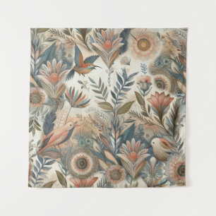 Bohemischer Mix aus aquamarinen, magentafarbenen,  Wandteppich