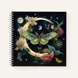 Bohemischer Moth Moon und Blume Notizbuch