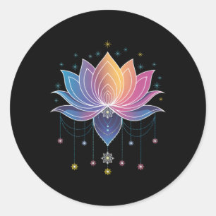 Bohemischer Regenbogen-Lotusblumen-Yoga-Lotusblume Runder Aufkleber