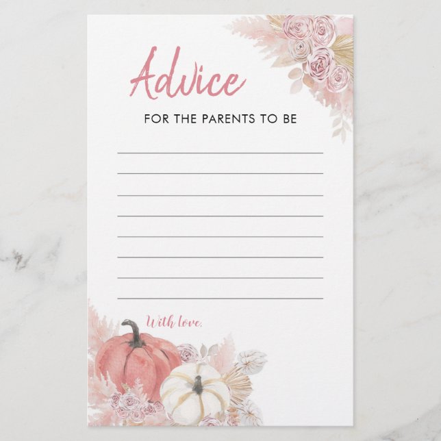 Bohemischer Rückgang der Liebe Pumpkin Advice Card (Vorderseite)