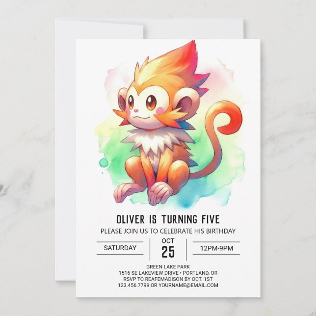 Bohemischer rustikaler Affe Geburtstag Einladung (Vorderseite)