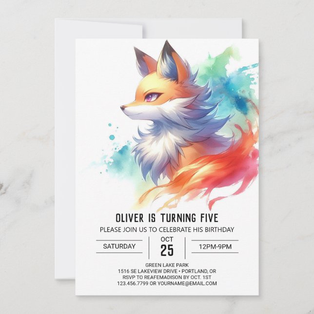 Bohemischer Rustikaler Fox Geburtstag Einladung (Vorderseite)