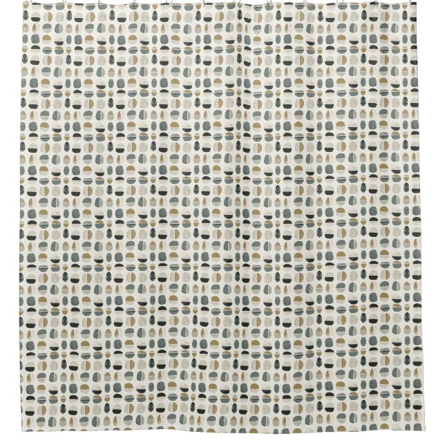 Bohemischer Sage Green & Beige Style Abstrakt Duschvorhang (Vorderseite)