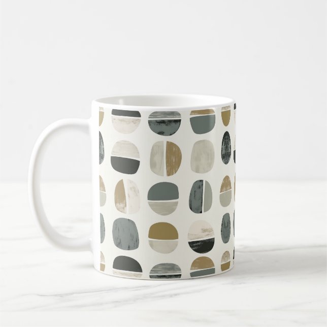 Bohemischer Sage Green & Beige Style Abstrakt Kaffeetasse (Links)