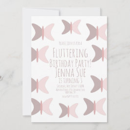 Bohemischer Schmetterling Pastel Pink zum Geburtst Einladung