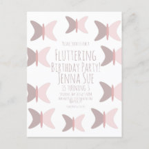 Bohemischer Schmetterling Pastel Pink zum Geburtst