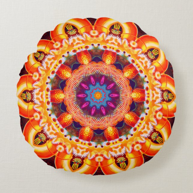 Bohemischer Stil, Rundwurfkissen Rundes Kissen (Vorderseite)