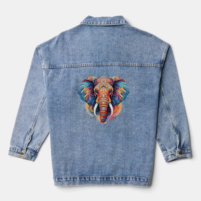 Bohemischer Stilelephant Jeansjacke (Rückseite)