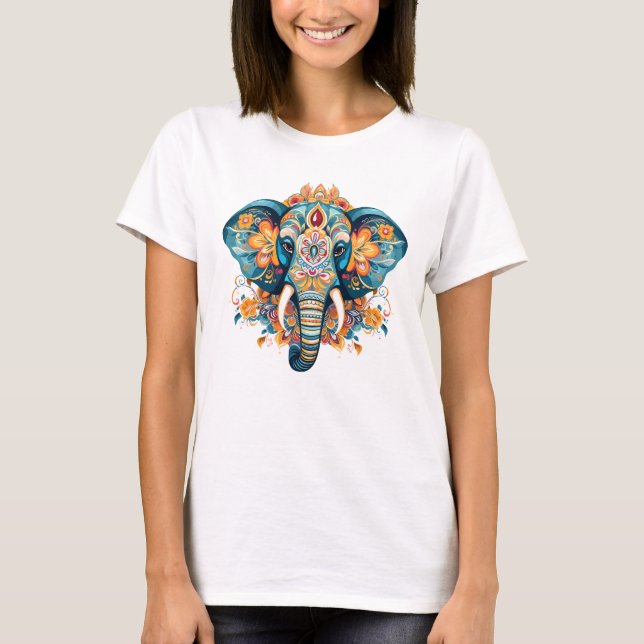 Bohemischer Stilelephant T-Shirt (Vorderseite)