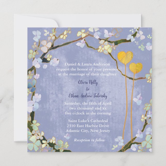 Bohemischer Stilpuder Blue Wedding Einladung (Vorderseite)