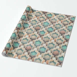 Bohemischer Vintager geometrischer Türkismuster Geschenkpapier