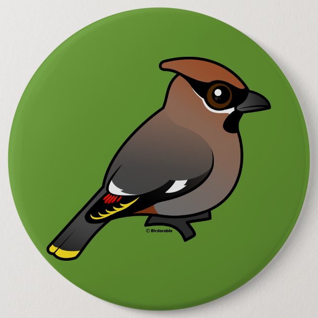 Bohemischer Waxwing Button (Vorderseite)