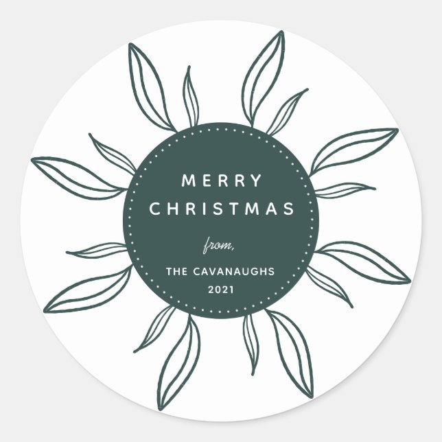 Bohemischer Wreath Holiday Classic Round Sticker (Vorderseite)