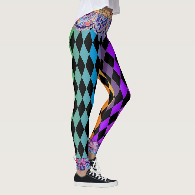 Bohemischer Zirkus-Jet-Schwarz-Spaßvogel Leggings (Rechts)