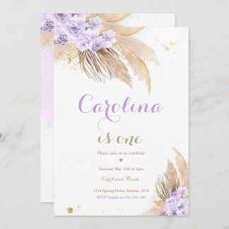 Bohemisches 1. Geburtstag Party Boho Pampas Grass  Einladung