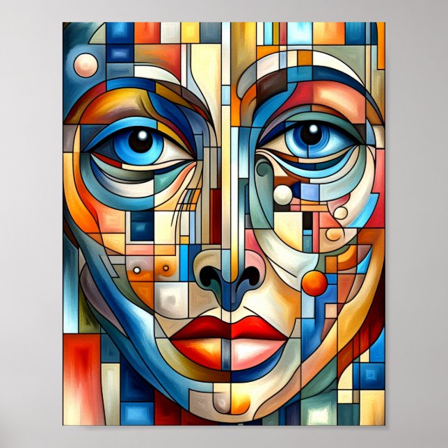 Bohemisches Abstraktes Lady Face Poster. Poster (Vorne)
