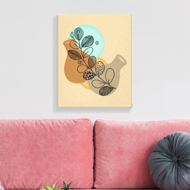 BOHEMISCHES ABSTRAKTES MINIMALISTISCH MIT SCHWARZL LEINWANDDRUCK (Insitu (Wohnzimmer))