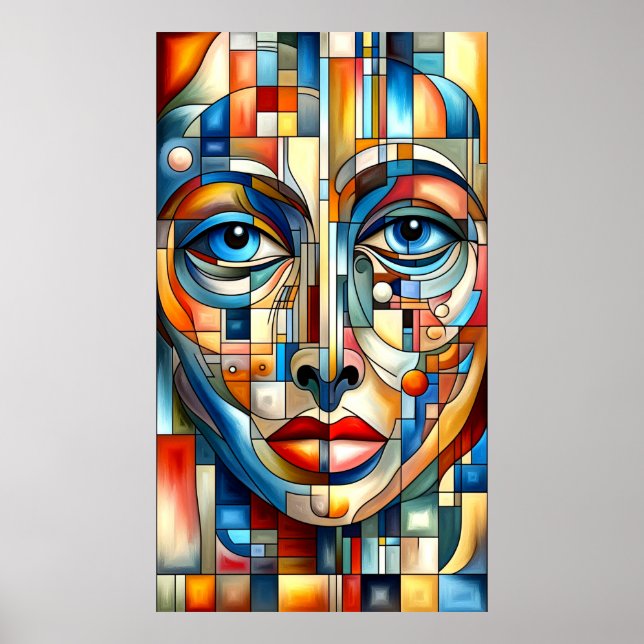Bohemisches Abstraktes Modern Lady Face Poster (Vorne)