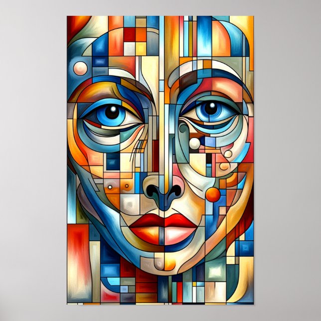 Bohemisches Abstraktes Modern Lady Face Poster (Vorne)