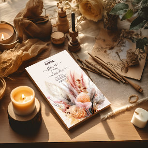 Bohemisches Aquarell Pampas Grass Bridal Einladung