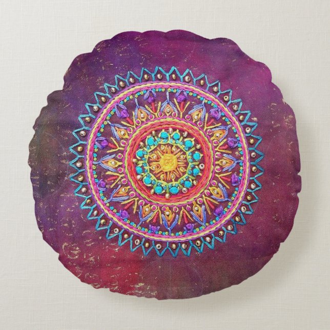 Bohemisches Art-Kissen Rundes Kissen (Vorderseite)