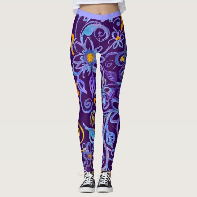 Bohemisches Blau Leggings (Vorderseite)