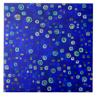 Bohemisches blaues Jugendstil Fliese