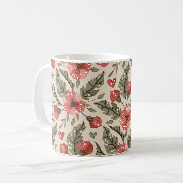 Bohemisches Blumenmuster Kaffeetasse (Vorderseite Links)