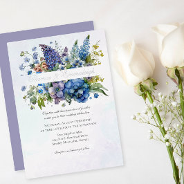 Bohemisches Blumenviolet Wasserfarben Florals Hoch Folieneinladung
