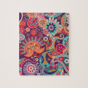 Bohemisches Boho MOD Hippy Chic-Blumen-Muster Puzzle