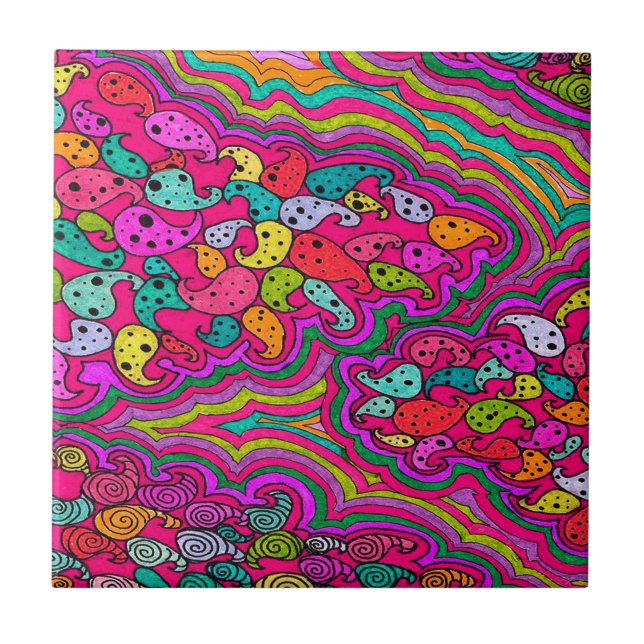 Bohemisches Boho MOD Muster Fliese (Vorderseite)