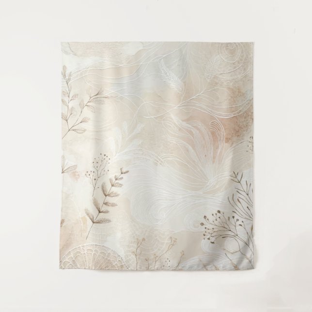 Bohemisches botanisches Blumenmuster Wandteppich (Vorderseite)