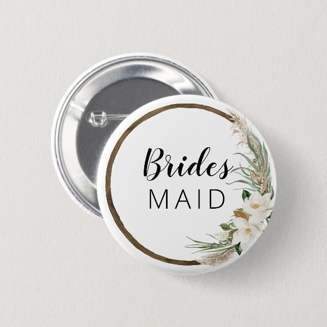 Bohemisches Brautparty Button Bridesmaid (Vorne & Hinten)