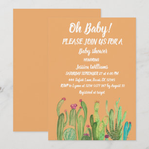 Bohemisches Cactus Arizona Boy Girl Watercolor Bab Einladung