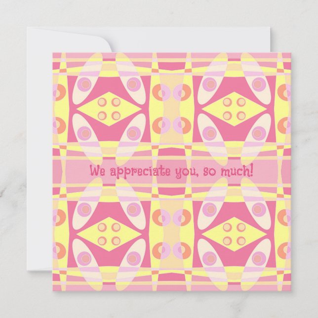 Bohemisches Chintz 24 Bubblegum Rosa Gelbe Dankbar Karte (Vorderseite)
