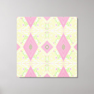 Bohemisches Chintz Illustration Green Pink Kinderz Leinwanddruck