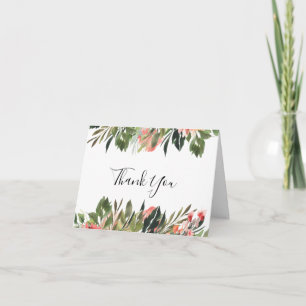 Bohemisches Coral Floral Wedding Foto Danke Karte