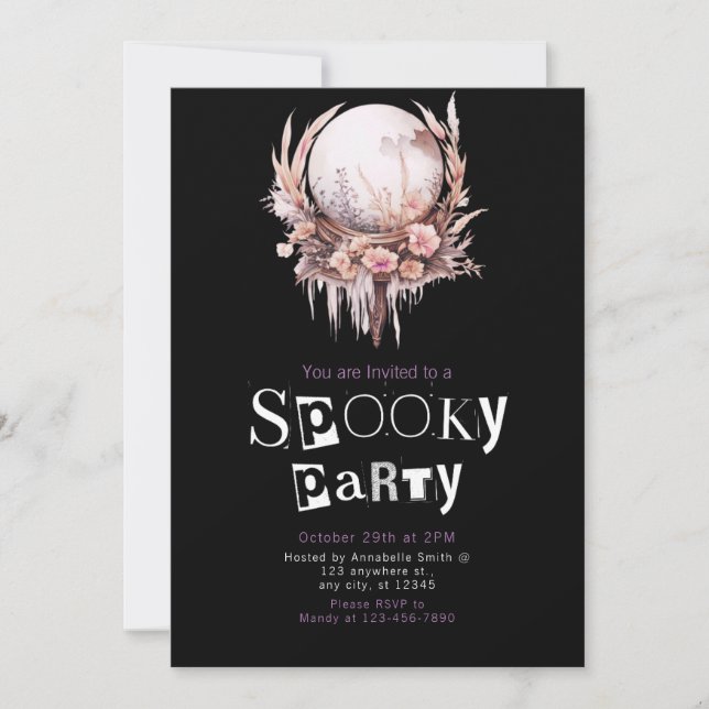 Bohemisches Crystal Ball Hexe Magick Halloween-Par Einladung (Vorderseite)