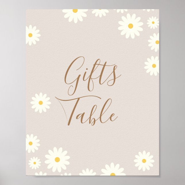 Bohemisches Daisy Floral Baby Duschgeschenke Tafel Poster (Vorne)