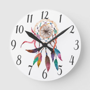 Bohemisches Dreamcatcher in der vibrierenden Runde Wanduhr