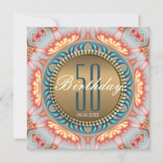 Bohemisches Feuer Mandala 50. Geburtstag Einladung