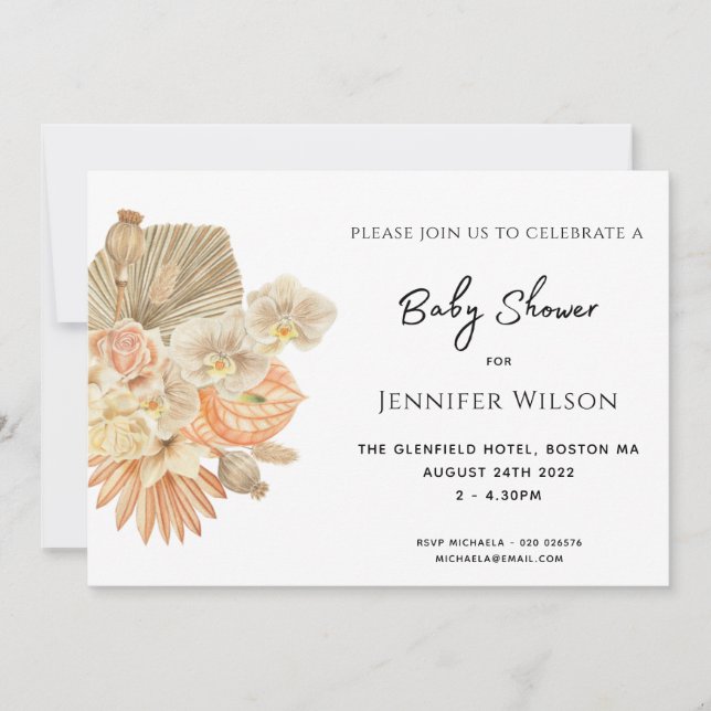 Bohemisches Foto-Babydusche Save The Date (Vorderseite)