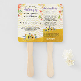 Bohemisches Gold Floral Wedding Program Hand Fan Fächer