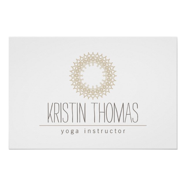 Bohemisches Gold Sun Mandala Yoga Logo Download Poster (Vorderseite)